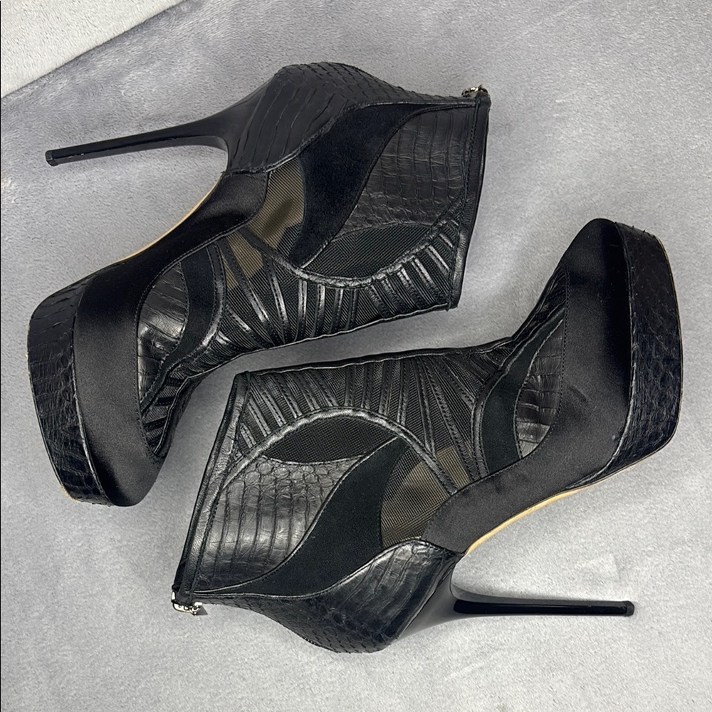 Jimmy Choo Snakeskin Platform Stiletto Ankle Boots Luxe Rare - Picture 8 of 11
